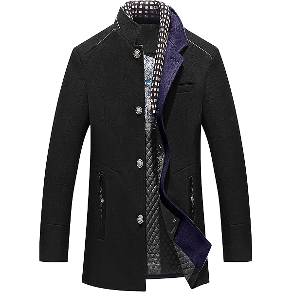 Lavnis Men's Winter Wool Coats Slim Fit Single Breasted
